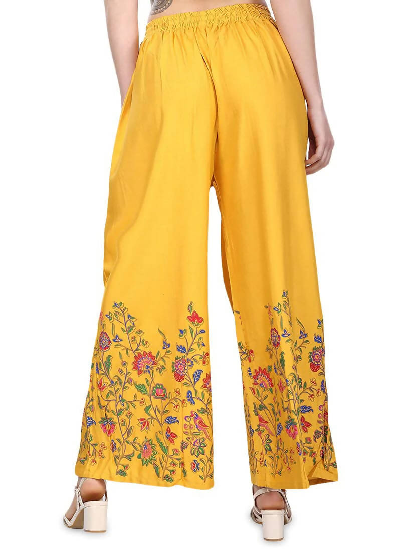 Mominos Fashion Mustard Floral Design Palazzo | Grab2Buy