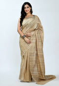 Mominos Fashion Moeza Pure Ghichcha Silk Tussar Golden Color Saree | Grab2Buy