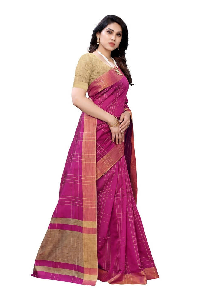 Vamika Pink Cotton Silk Weaving Saree (Anaya Pink) | Grab2Buy