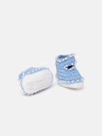 Chutput Kids Woollen Hand Knitted Self Desgin Detailed Booties - Blue | Grab2Buy