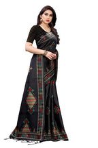 Vamika Black Kalamkari Print With Jhalar Khadi Silk Saree (KITE BLACK) | Grab2Buy