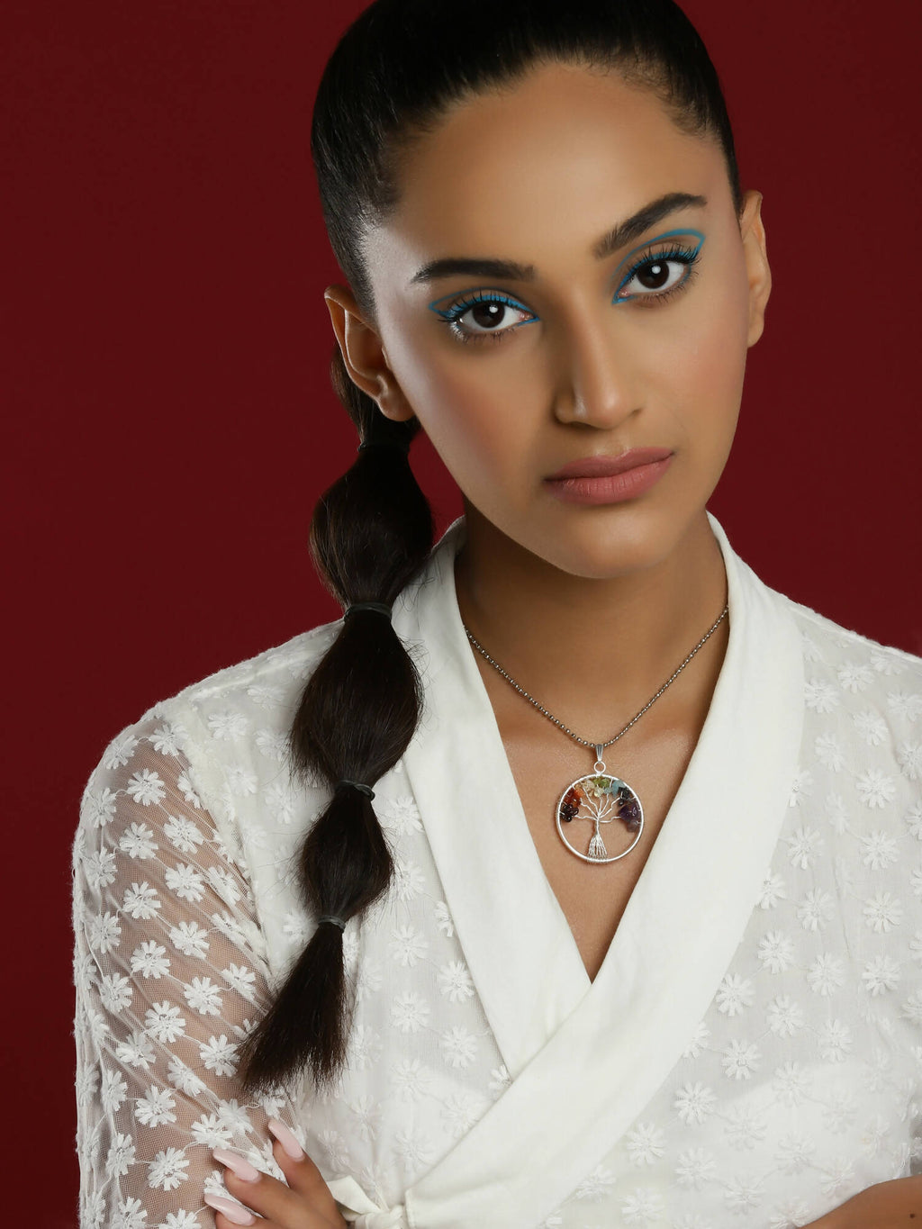 Women's Silver-Toned Blue Silver-Plated Handcrafted Chain - Ruby Raang | Grab2Buy