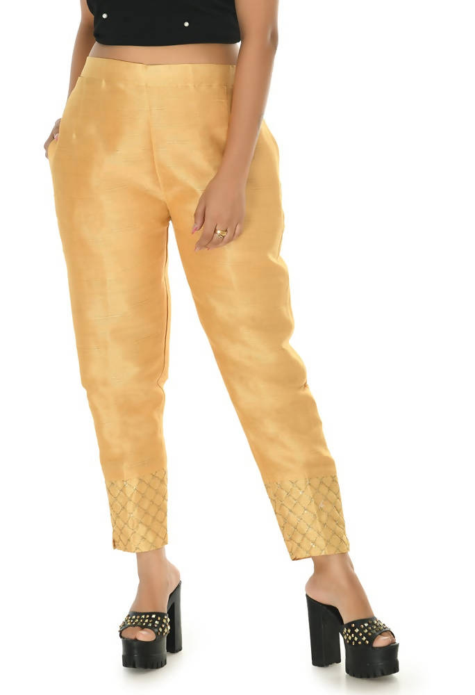 Mominos Fashion Moeza Silk Golden Color Pant | Grab2Buy