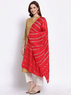 Myshka Women's Red Cotton Silk Printed Casual Dupatta | Grab2Buy