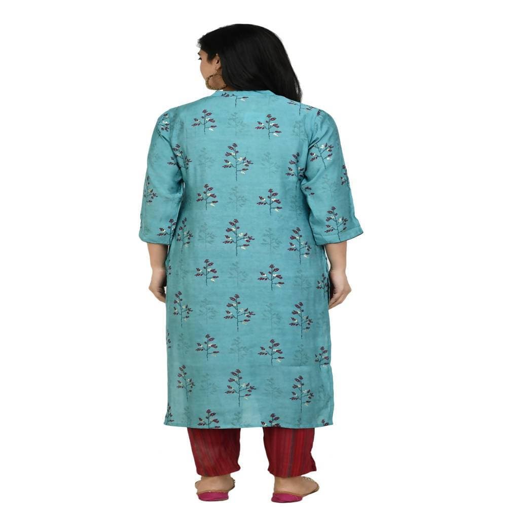 Lagi Women's Turquoise Blue Printed Straight Kurta & Pant (MC41A) | Grab2Buy