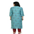Lagi Women's Turquoise Blue Printed Straight Kurta & Pant (MC41A) | Grab2Buy
