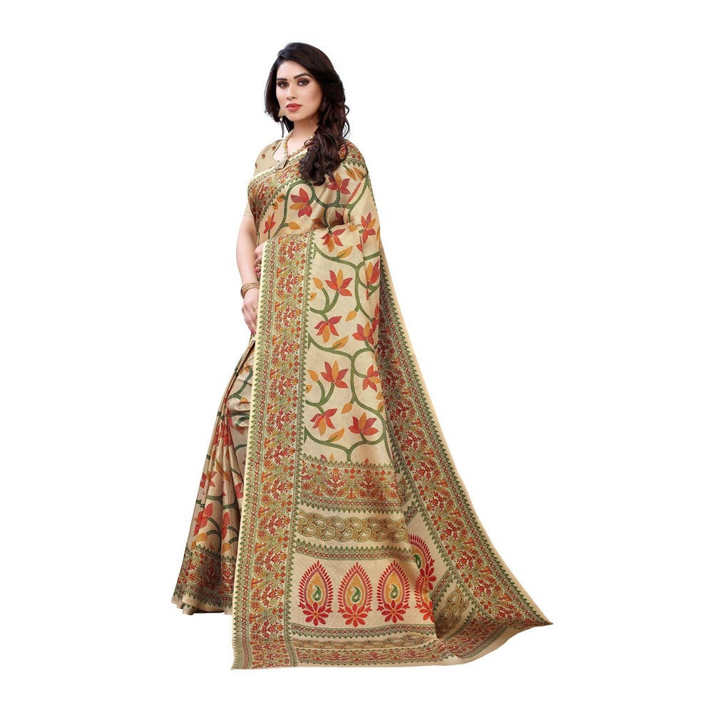 Vamika Printed Jute Silk Brown Saree (Rishika Chiku) | Grab2Buy