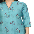 Lagi Women's Turquoise Blue Printed Straight Kurta & Pant (MC41A) | Grab2Buy