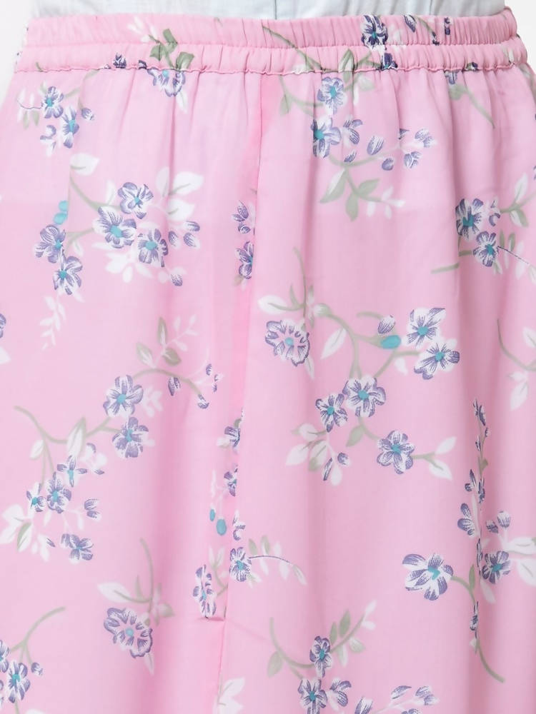 Myshka Pink Color Georgette Printed Skirt | Grab2Buy