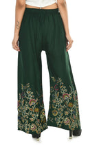 Mominos Fashion Moeza Reyon Cotton Bottle Green Floral Palazzo | Grab2Buy