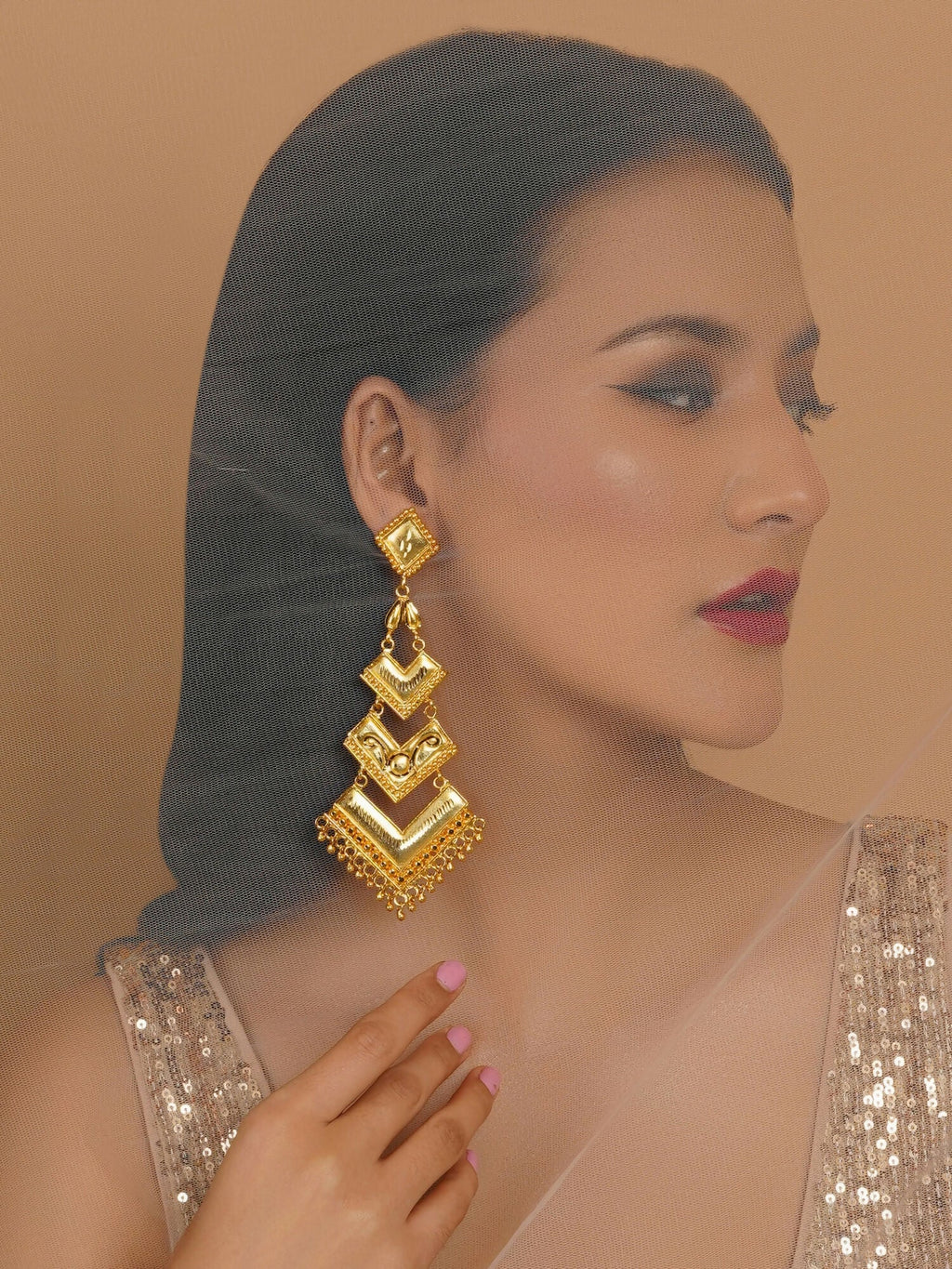 Golden Earrings (Gold) - Ruby Raang | Grab2Buy