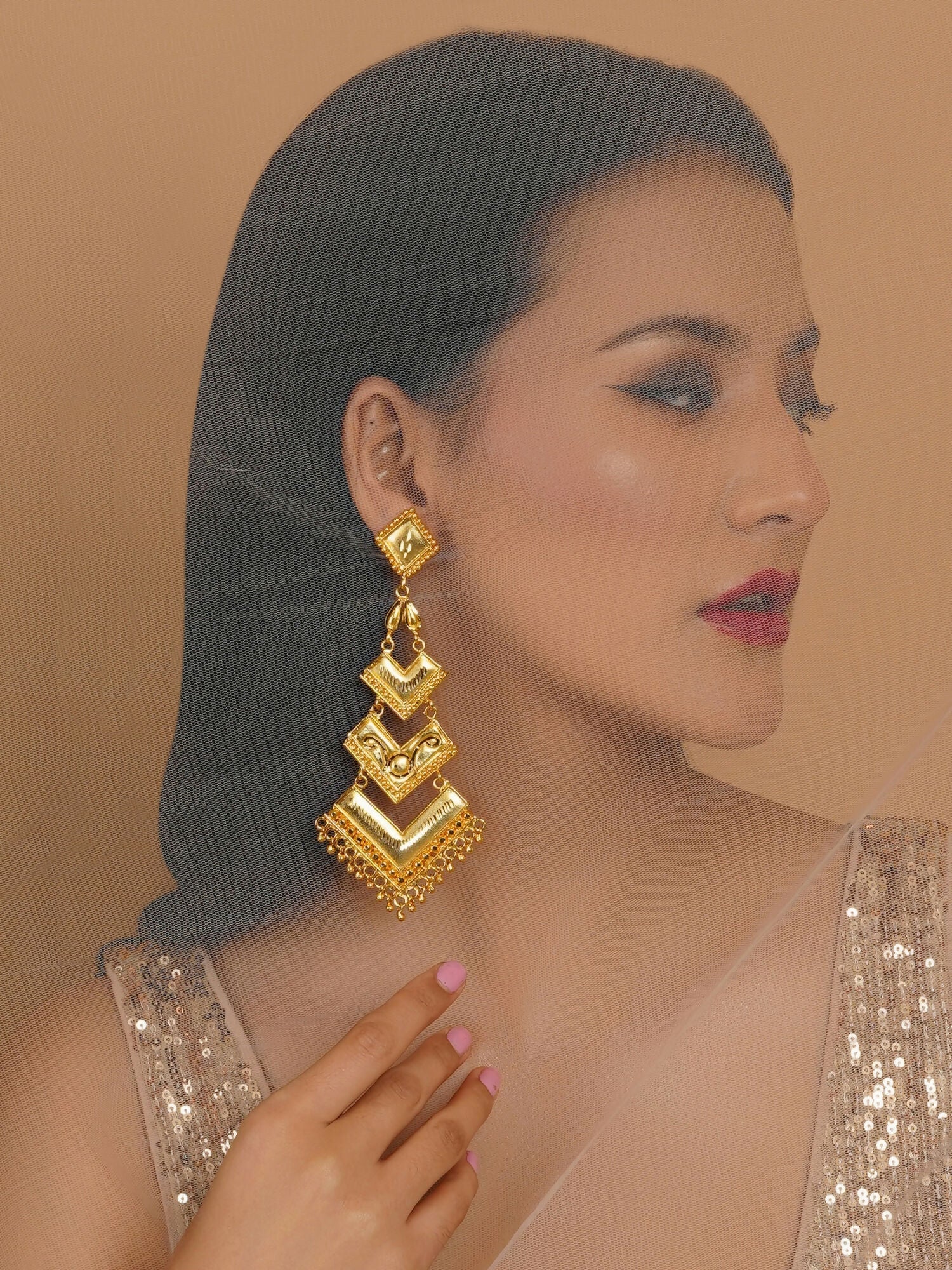 Golden Earrings (Gold) - Ruby Raang | Grab2Buy