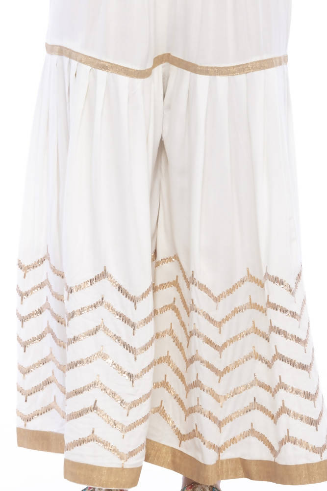 Mominos Fashion Latest Cotton Off White Gota Print Sharara For Girls | Grab2Buy