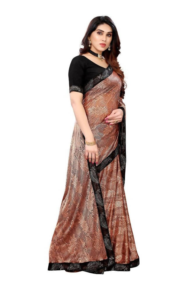 Vamika Brown Malai Silk Embroidery Saree | Grab2Buy