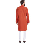 Even Apparels Orange Pure Cotton Men's Kurta With Band Collar | Grab2Buy