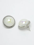 NVR Women's Silver Plated Circular Stud Earrings | Grab2Buy