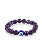 NVR Natural Amethyst Evil Eye Beaded Handmade Stretch Bracelet | Grab2Buy