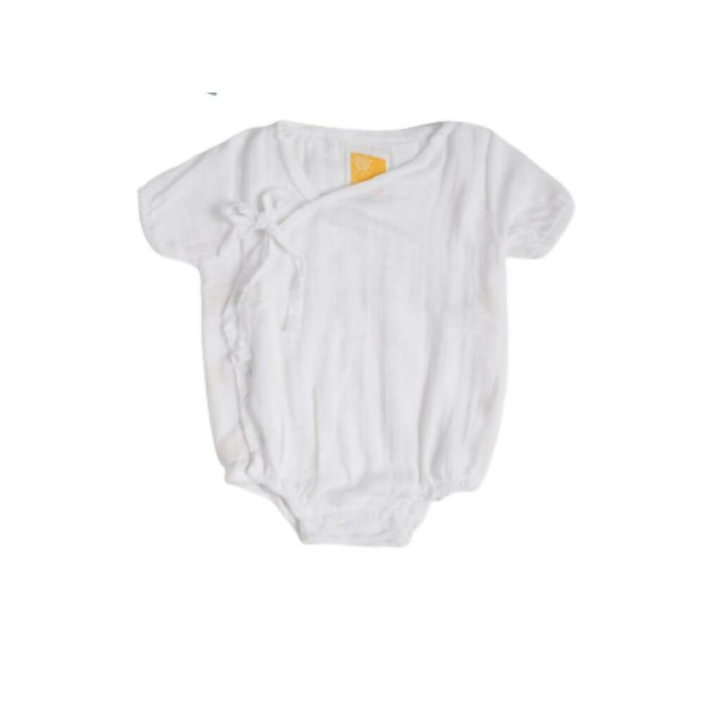 Sunshine Baby Cute Organic Muslin Cotton Kimono Rompers For Babies - White | Grab2Buy