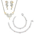 AanyaCentric Gold-Polished Mangalsutra Pendant Earring Set & Silver Plated Anklet | Grab2Buy