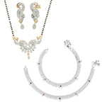 AanyaCentric Gold-Polished Mangalsutra Pendant Earring Set & Silver Plated Anklet | Grab2Buy