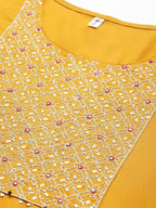 Yufta Women's Mustard Rayon Kurti With Pant Dupatta Set | Grab2Buy