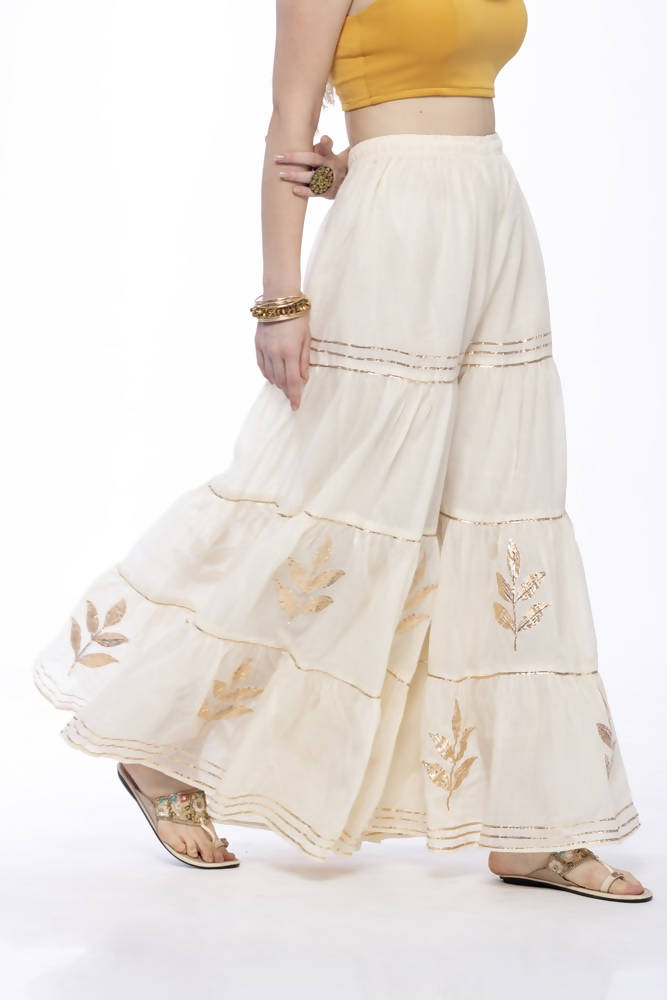 Mominos Fashion Cotton Off White Gotta Work Sharara | Grab2Buy