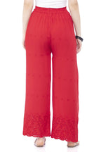 Mominos Fashion Reyon Cotton Red Embroidery Chikan Palazzo | Grab2Buy