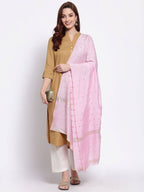 Myshka Women's Pink Cotton Silk Printed Casual Dupatta | Grab2Buy