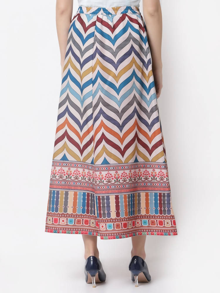 Myshka Muticolored Silk blend Printed Skirt | Grab2Buy
