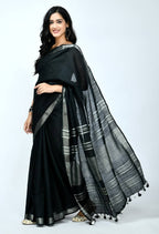 Mominos Fashion Moeza Bhagalpuri Handloom Silk Black Saree | Grab2Buy