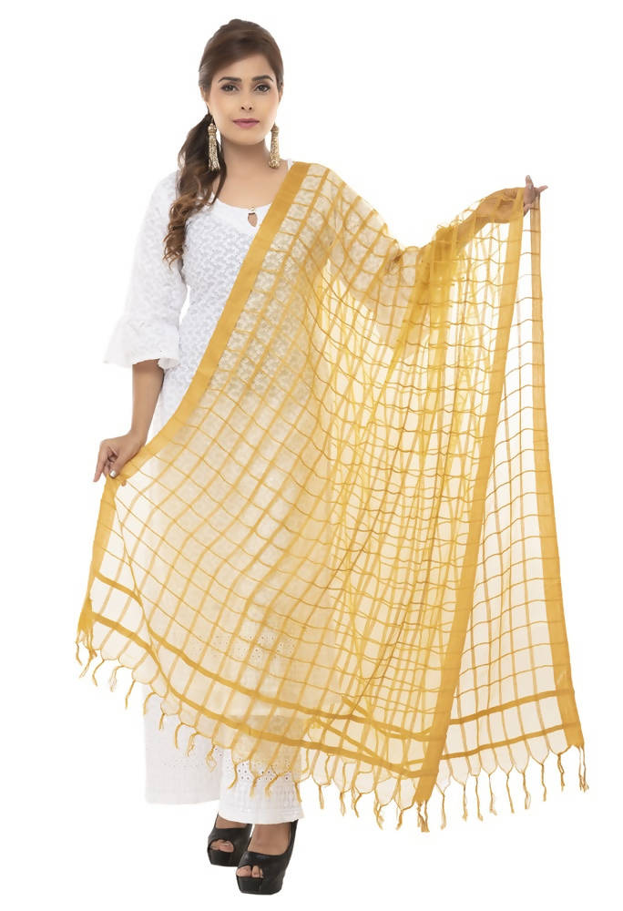 Mominos Fashion Golden Cotton Square Dupatta | Grab2Buy