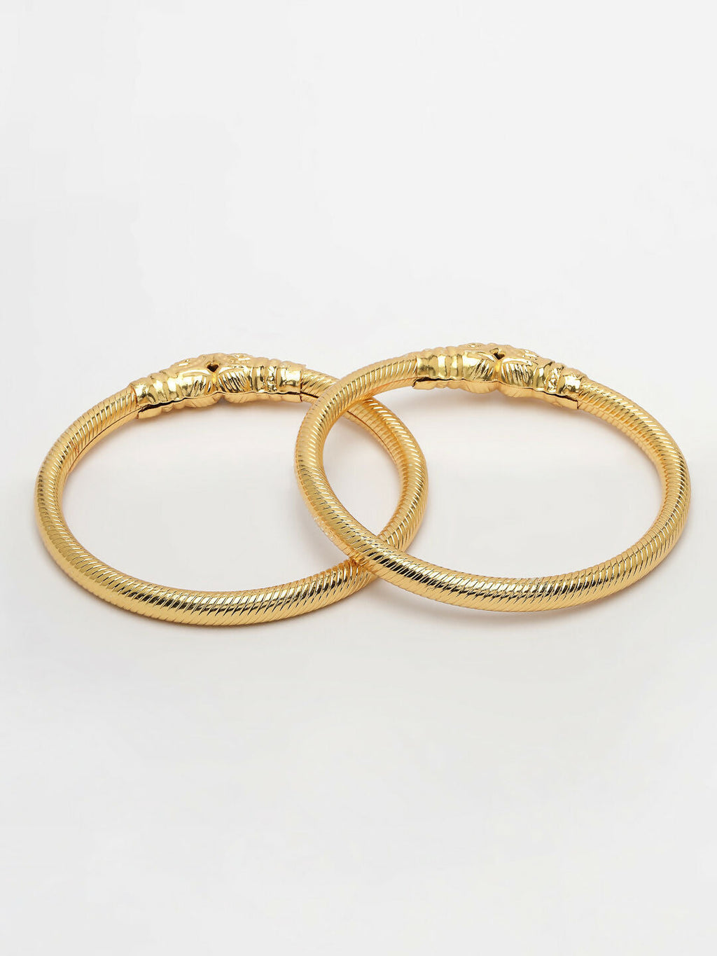 NVR Women's Set of 2 Gold-Polished Handcrafted Traditional Bangles