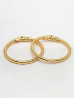 NVR Women's Set of 2 Gold-Polished Handcrafted Traditional Bangles