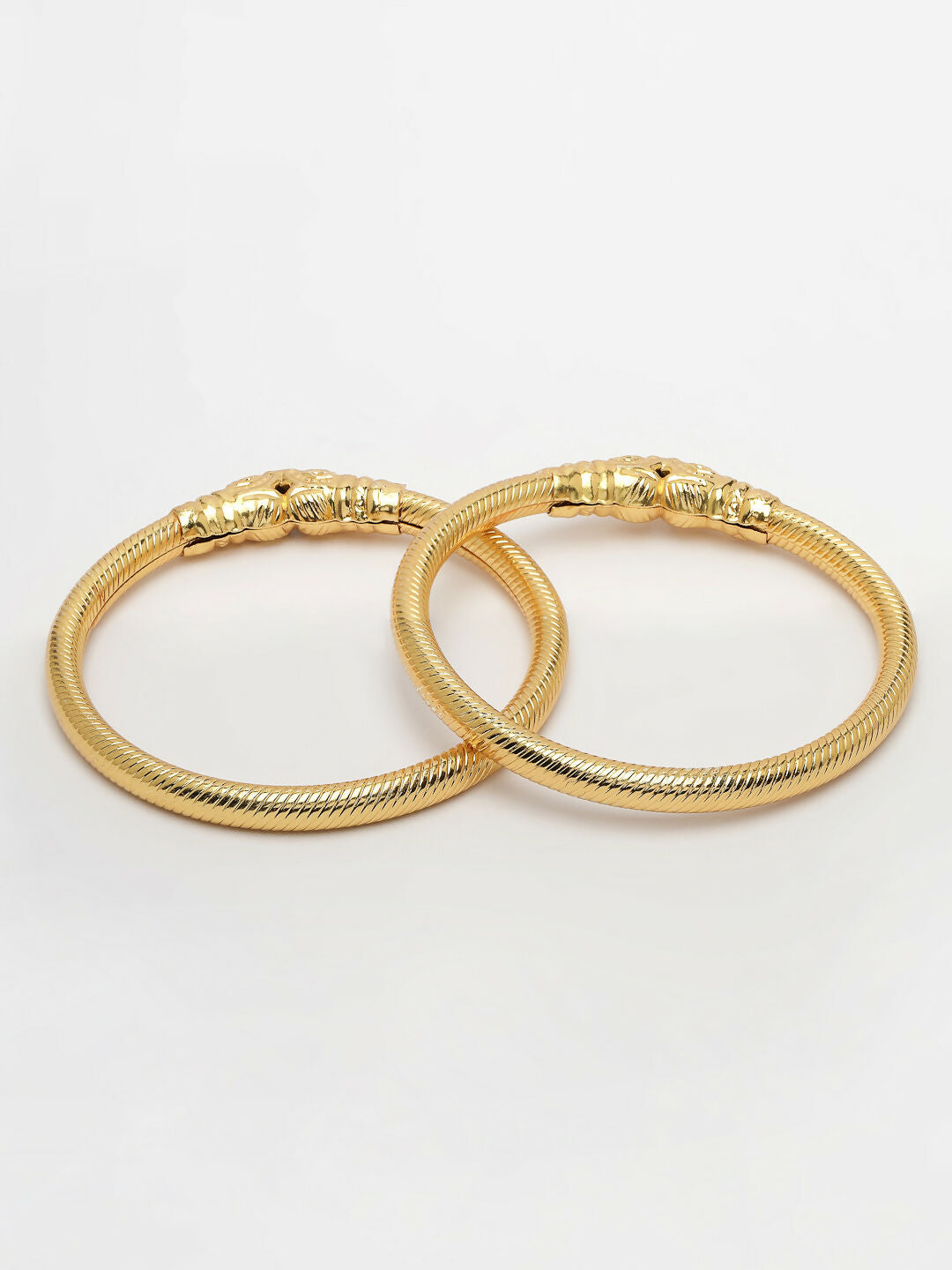 NVR Women's Set of 2 Gold-Polished Handcrafted Traditional Bangles