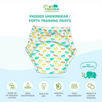 Kindermum Cotton Padded Pull Up Training Pants/Padded Underwear For Kids Peachy Star & Green Car-Set of 2 pcs | Grab2Buy
