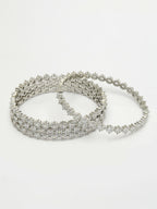 NVR Women's Set of 4 Silver-Plated CZ Stone-Studded Handcrafted Bangles | Grab2Buy