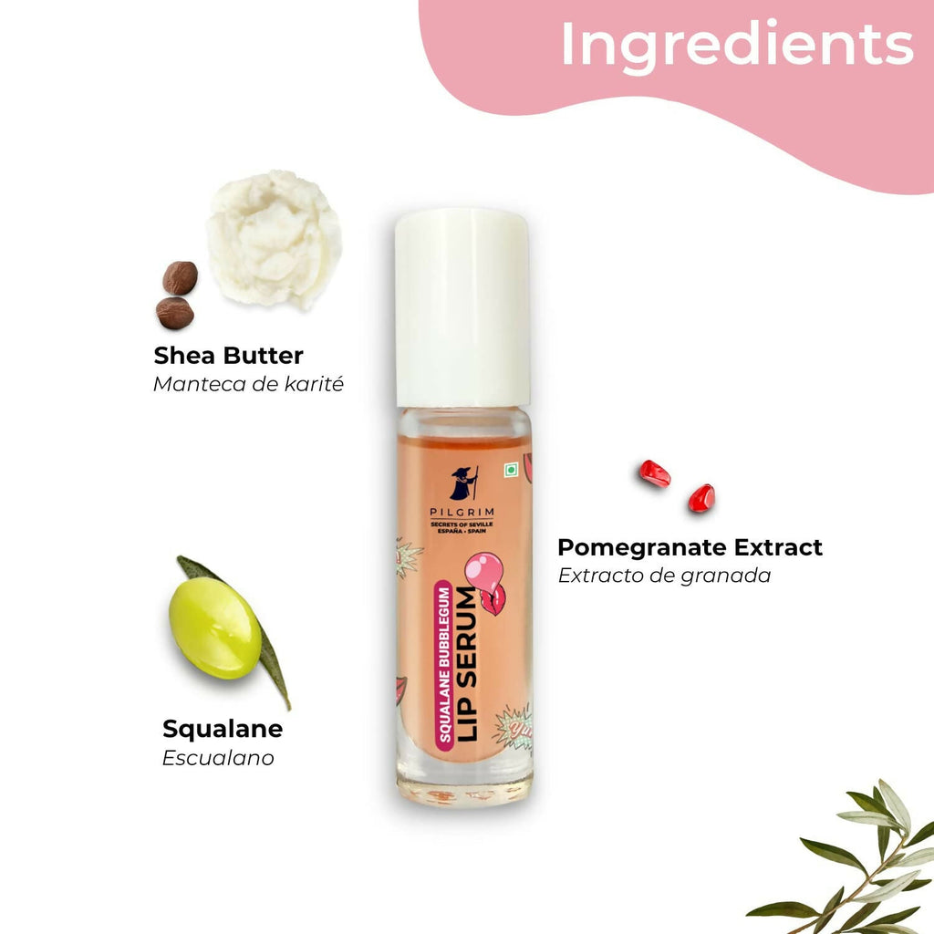 Pilgrim Spanish Lip Serum (Bubblegum) with Roll-on For Visibly Plump Lips, Hydrating Lip Serum For Dark Lips | Grab2Buy
