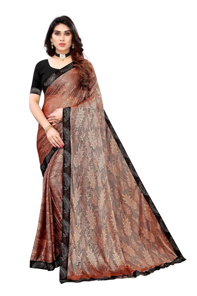 Vamika Brown Malai Silk Embroidery Saree | Grab2Buy