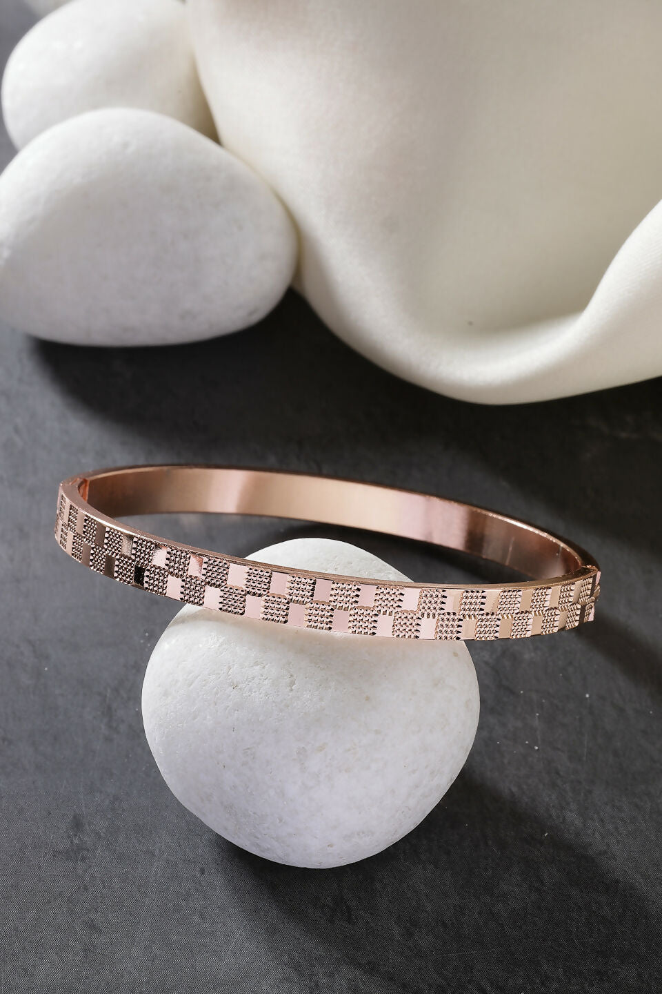 NVR Men's Set of 2 Rhodium-Plated Stainless Steel Kada Bracelet