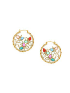 Navratan Round Earrings - Ruby Raang | Grab2Buy
