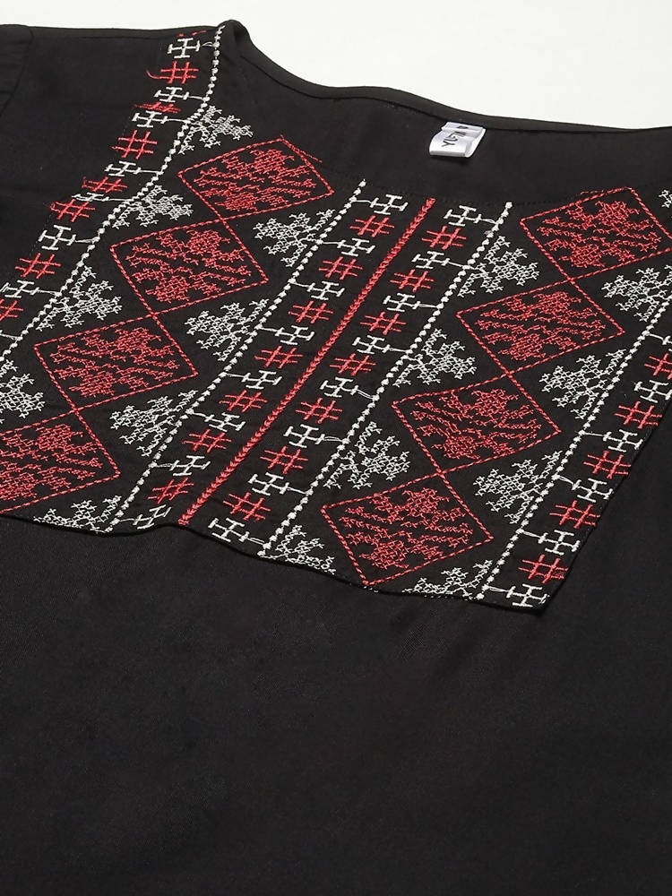 Yufta Women Black Yoke Design Thread Work Kurta with Trouser | Grab2Buy