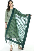 Mominos Fashion Bottle Green Orgenza Mirror Stripe Dupatta | Grab2Buy