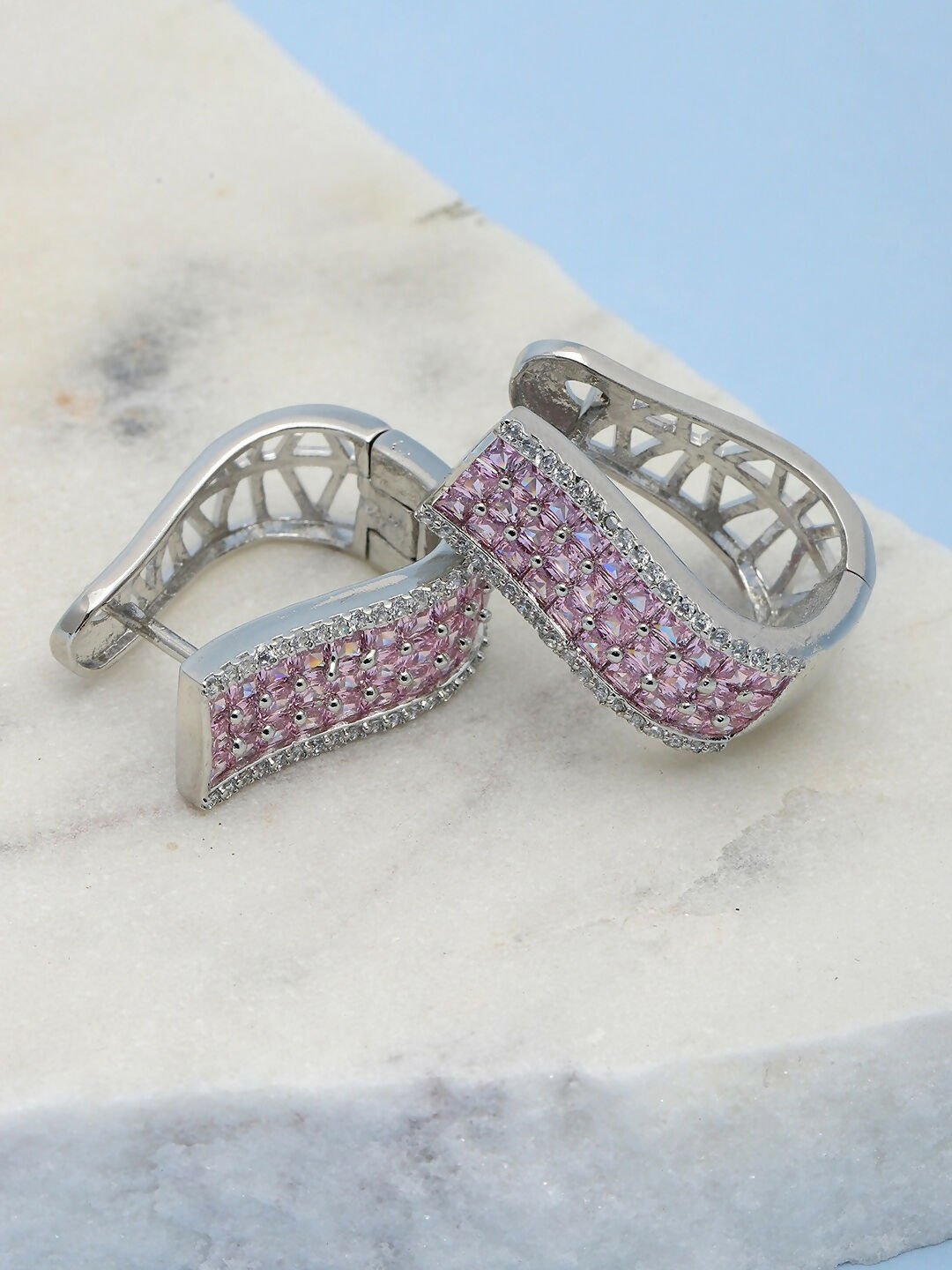 Pink Hoops Earrings- Ruby Raang | Grab2Buy