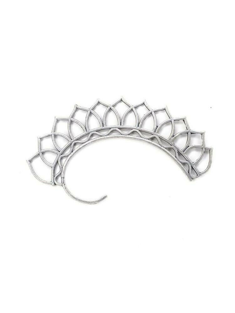NVR Women Silver Plated Oxidised Leaf Shaped Ear Cuff | Grab2Buy