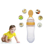 Safe-O-Kid Easy Set of 2 Squeezy Silicone Food Feeder Spoon (Soft Tip) Bottle- Yellow- 90mL | Grab2Buy