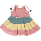 Mhyssa Sleeveless Flared Frock With Tie Ups - Pink | Grab2Buy