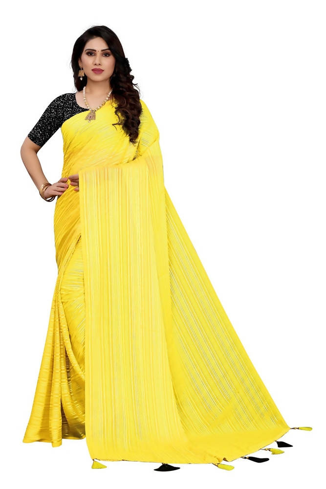 Vamika Yellow Georgette Seqence Saree (Riva Yellow) | Grab2Buy