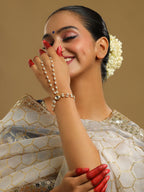 Ruby Raang Gold Kundan & Pearl Haath Phool | Grab2Buy