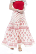 Mominos Fashion Cotton Block Print With Lace Work Off White Red Color Prints Palazzo | Grab2Buy