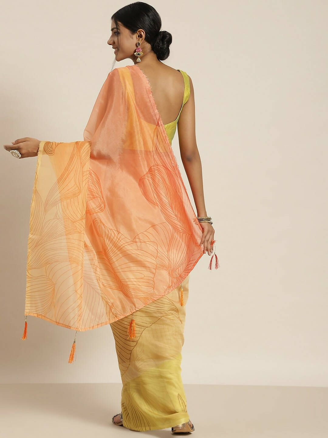 Multicolor Organza Printed Saree With Blouse Piece - Nivaa | Grab2Buy
